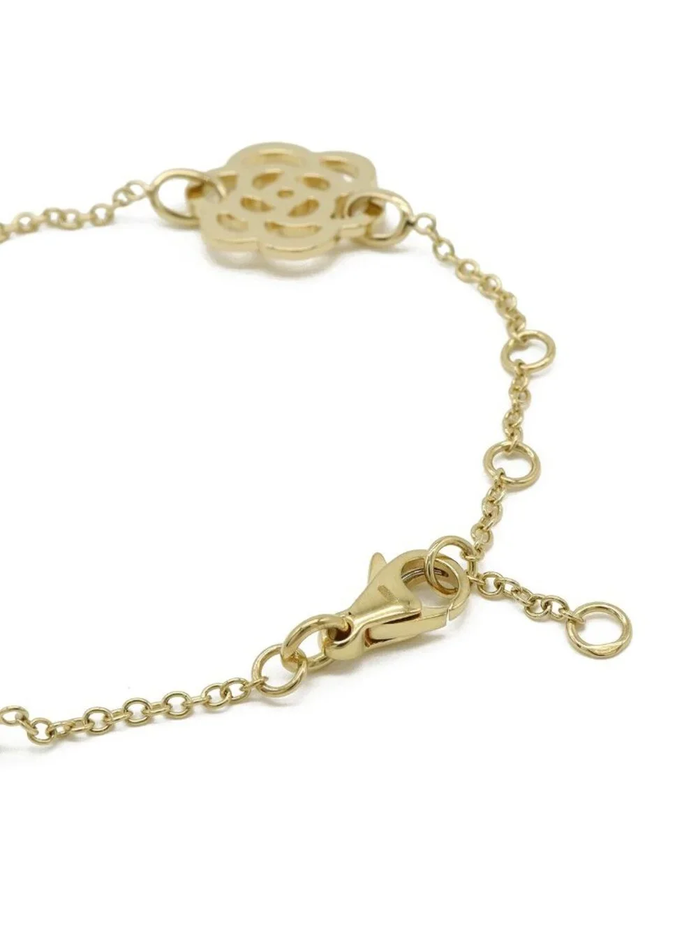 Chanel Camellia 3 Motif Chain Bracelet Openwork 18k Yellow Gold